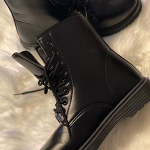 Vegan leather combat boots